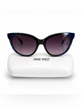 Nine West Blue Tortoise Cat Eye Sunglasses Gradient Lens Statement Frame